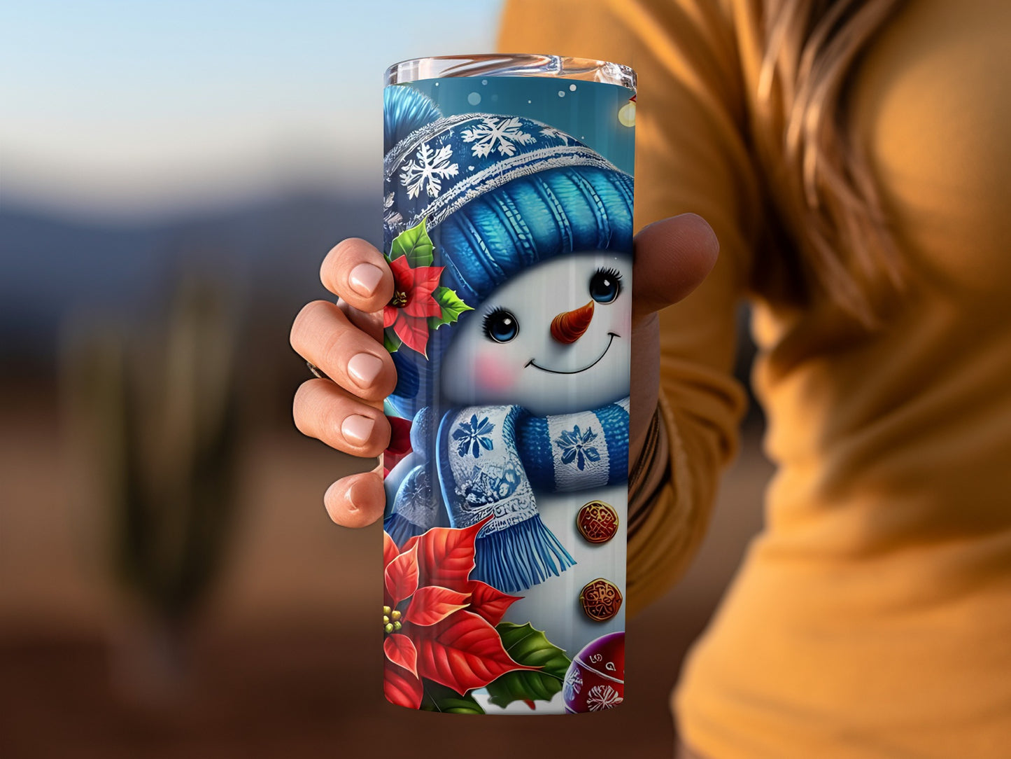 Festive Snowman Themed Winter Holiday Tumbler Product