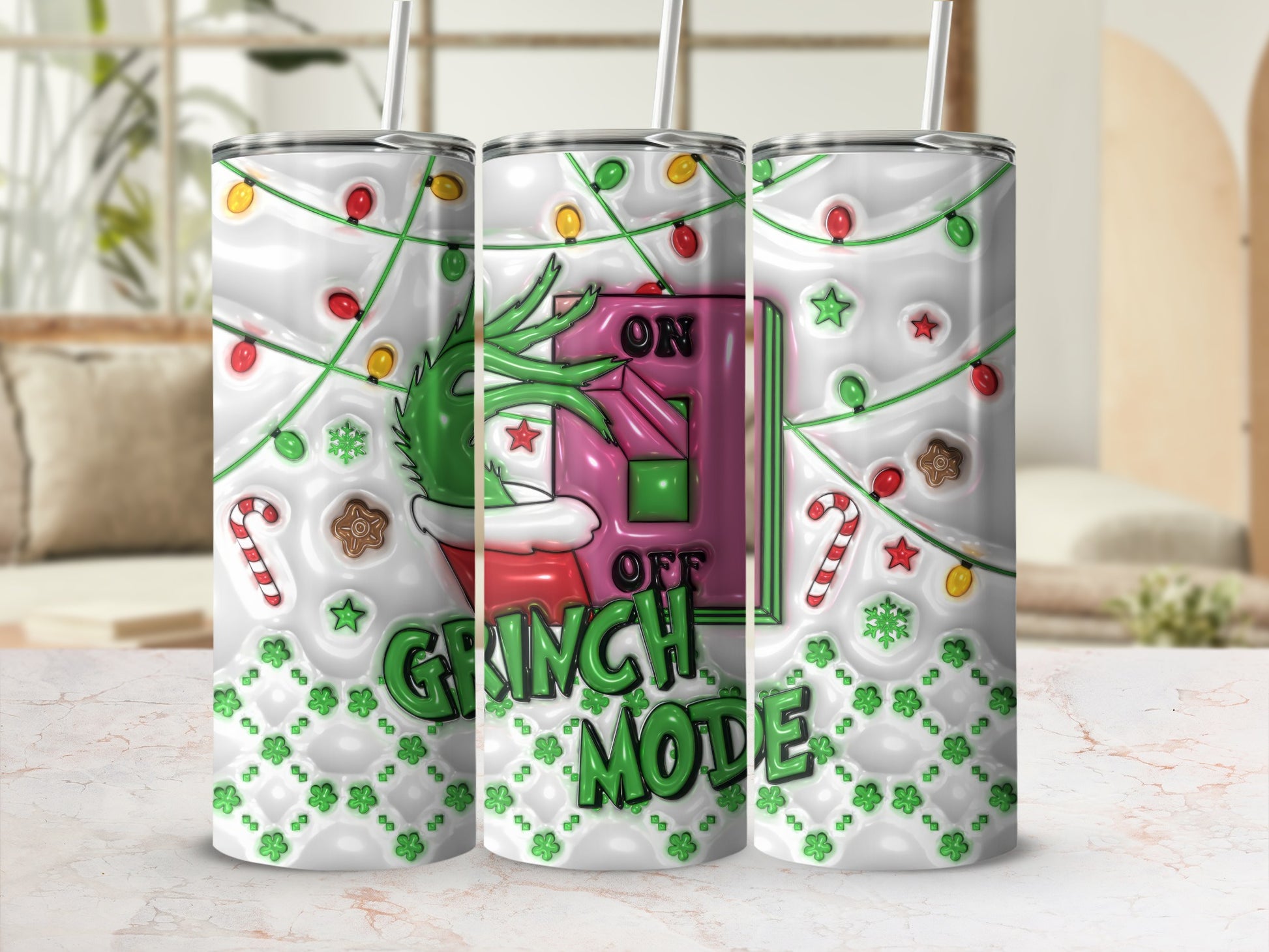 Grinch Mode Christmas-Themed Tumbler for Holidays