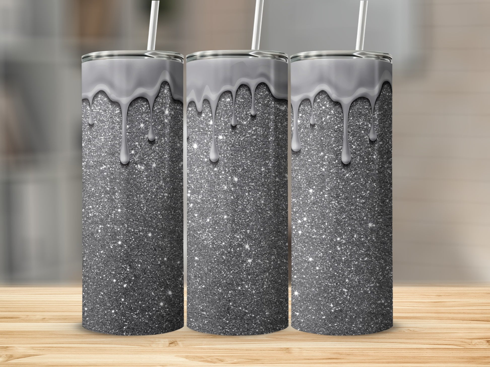 Sparkling Drip Effect Insulated Tumbler for Cold Drinks