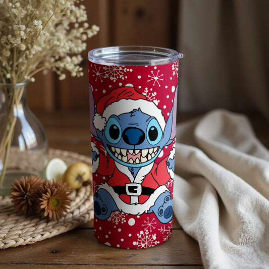 Christmas Stitch Red Tumbler with Snowflakes Design