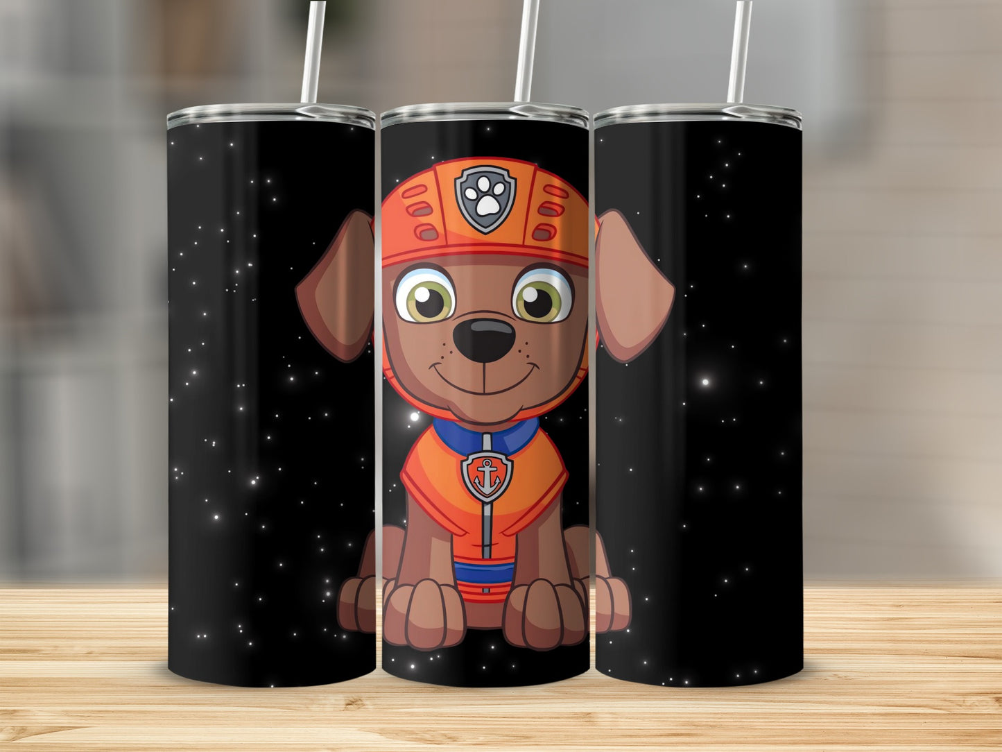 Cute Puppy Cartoon Design Tumbler with Space Background