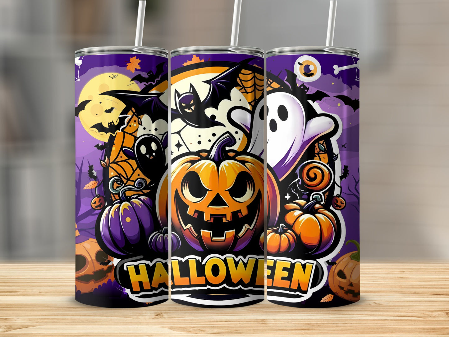 Halloween Themed Pumpkins and Ghosts Drinkware