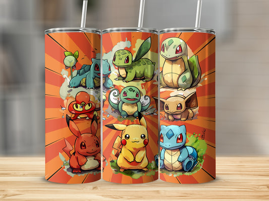 Vibrant Cartoon Characters Tumbler with Straw
