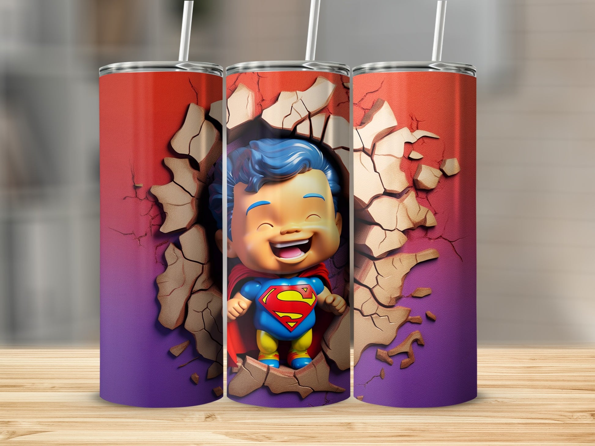 Baby Superhero Cartoon Design Insulated Travel Tumbler