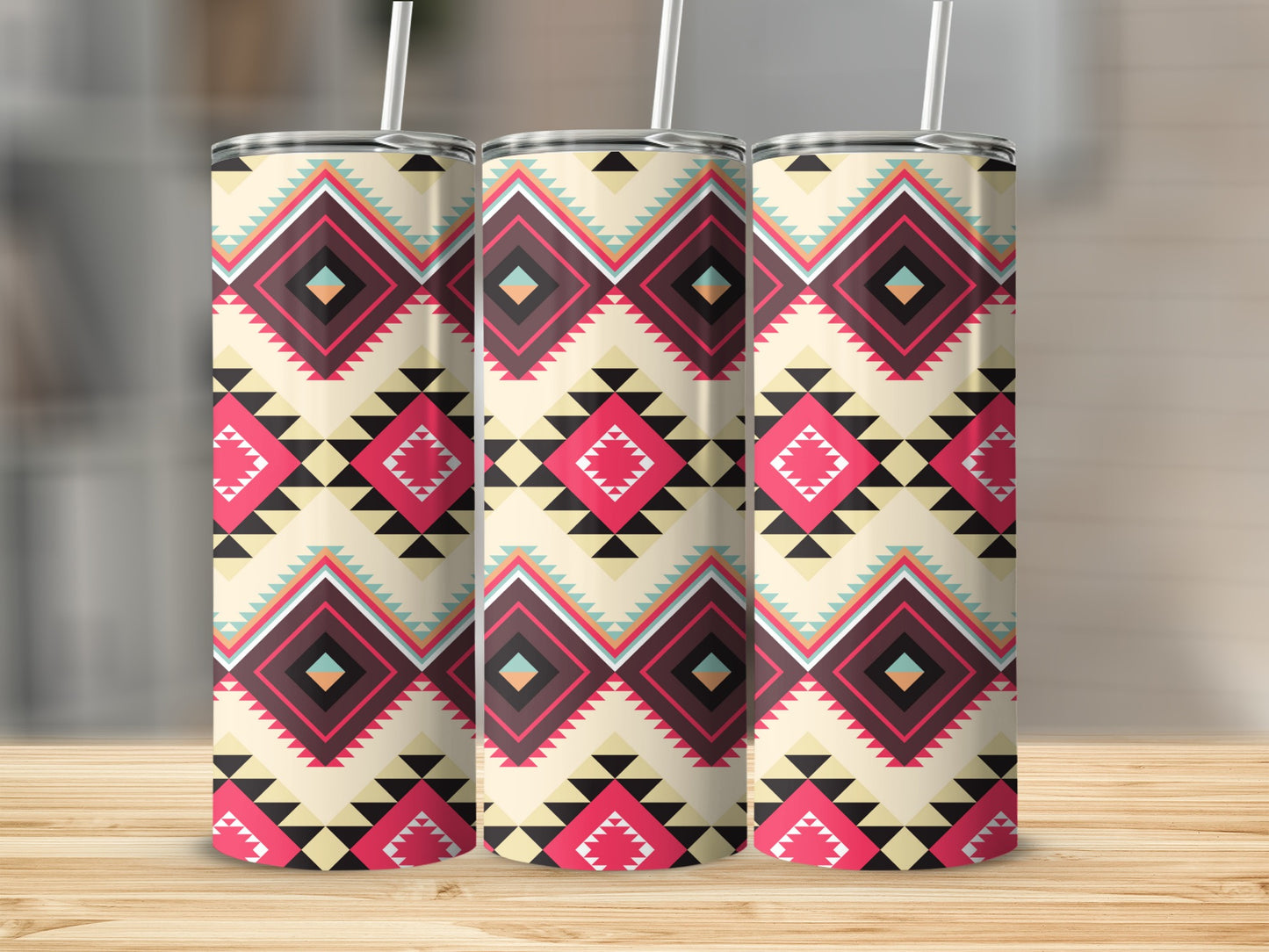 Vibrant Geometric Pattern Insulated Drink Tumbler