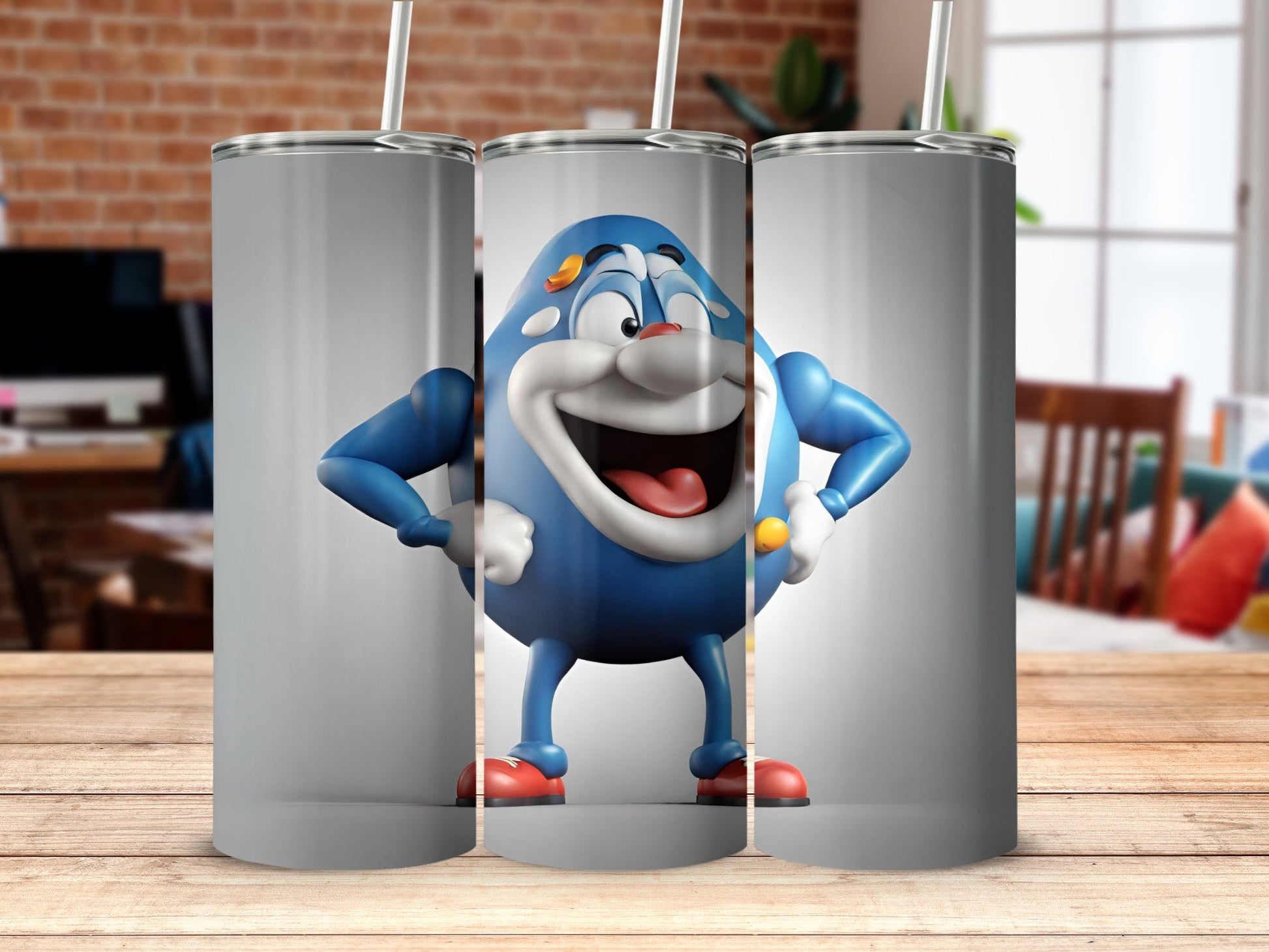 Funny Cartoon Character on Drinking Tumbler Cup