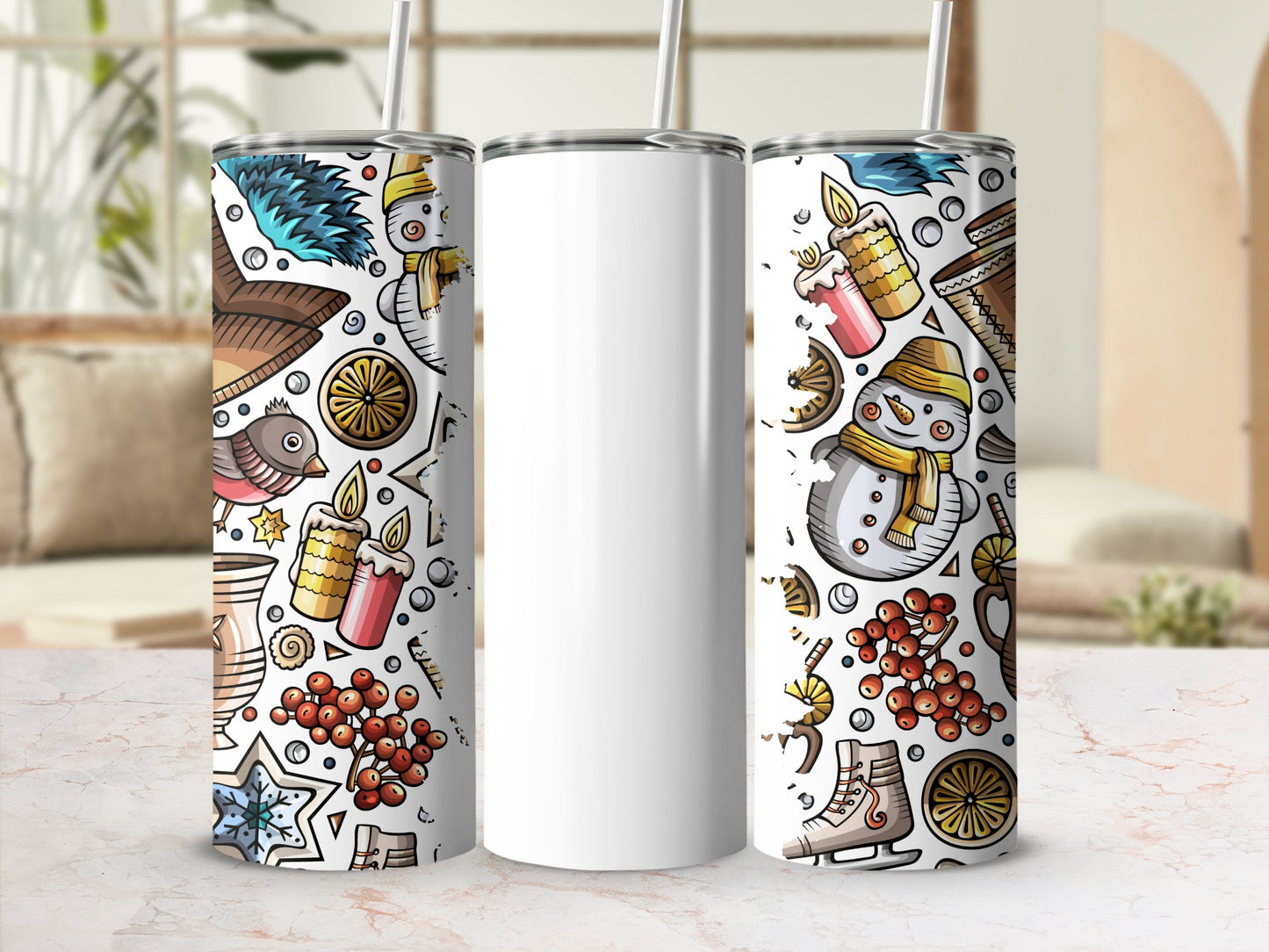 Festive Holiday Theme Design for Christmas Tumblers