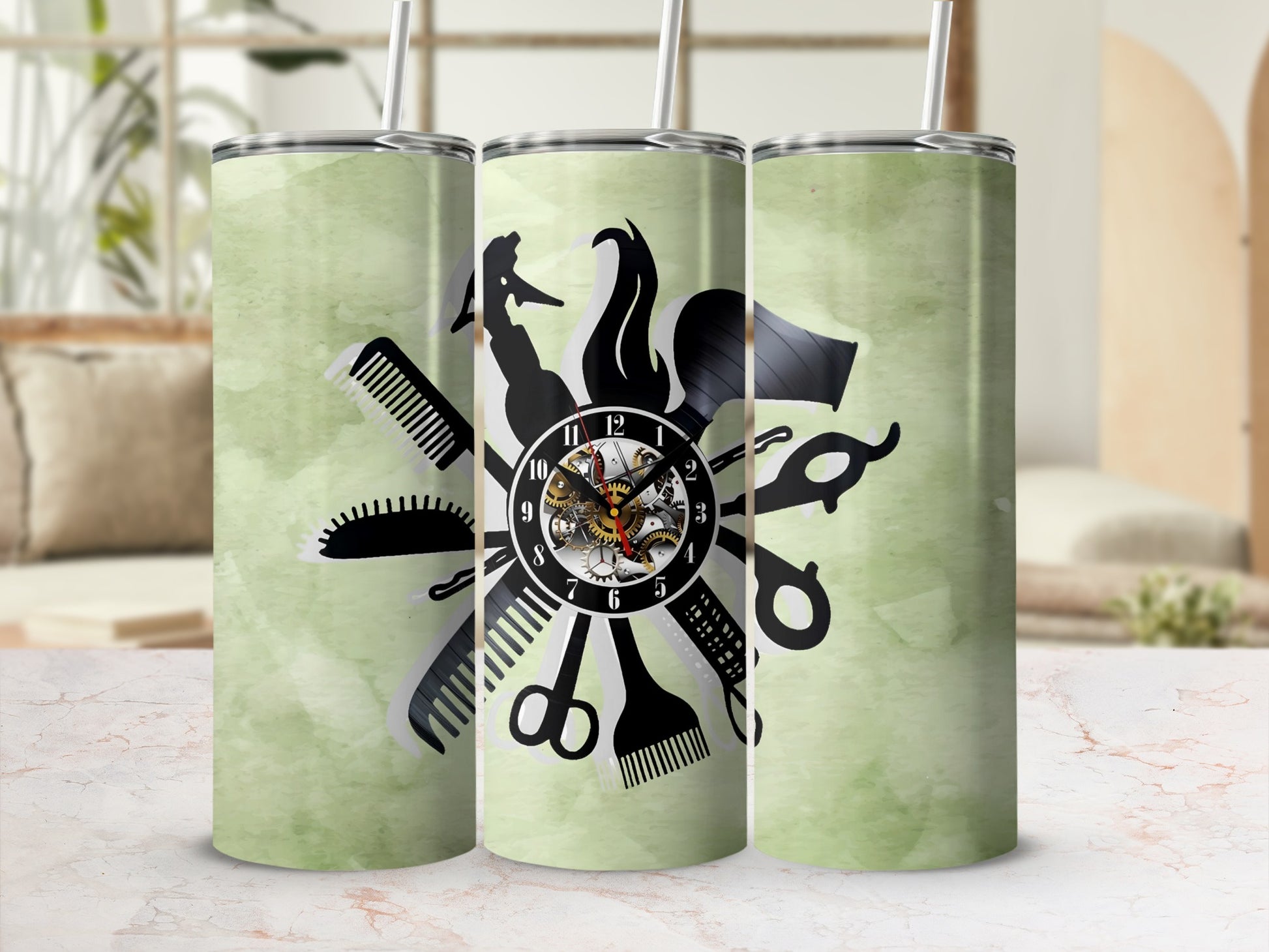 Stylish Barber Tools Cylindrical Tumbler Cup