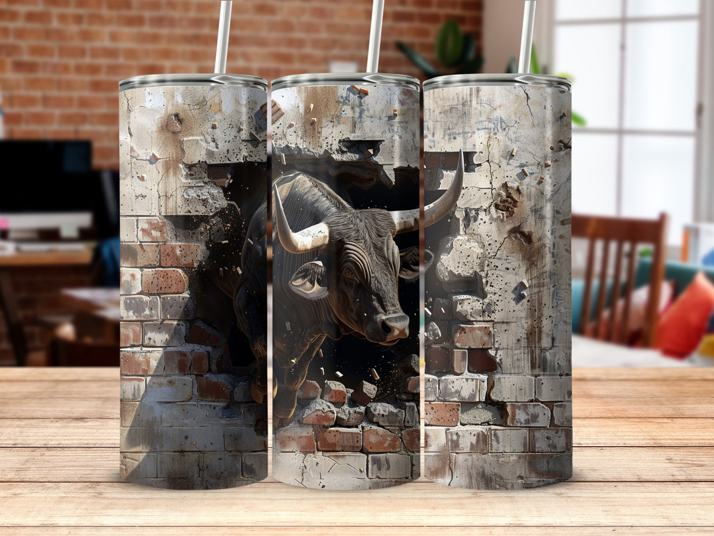 Powerful Bull Brick Wall Smash Design Tumbler product type
Bull
Taurus
Powerful
Strong
Animal
Wildlife
Strength
Destroy
Cracked Wall
Brick Wall
Grunge Art
Distressed
Black Bull
Tumbler
Drinkware
Beverage
Unique
Aggressive
Horns
Action Design