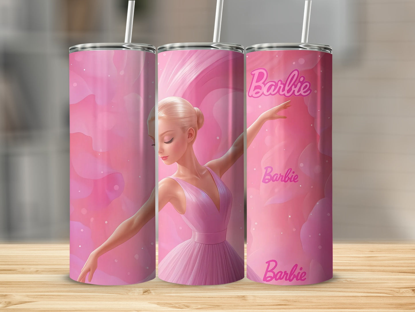 Barbie Ballerina Pink Tumbler with Straw Ballet Cup