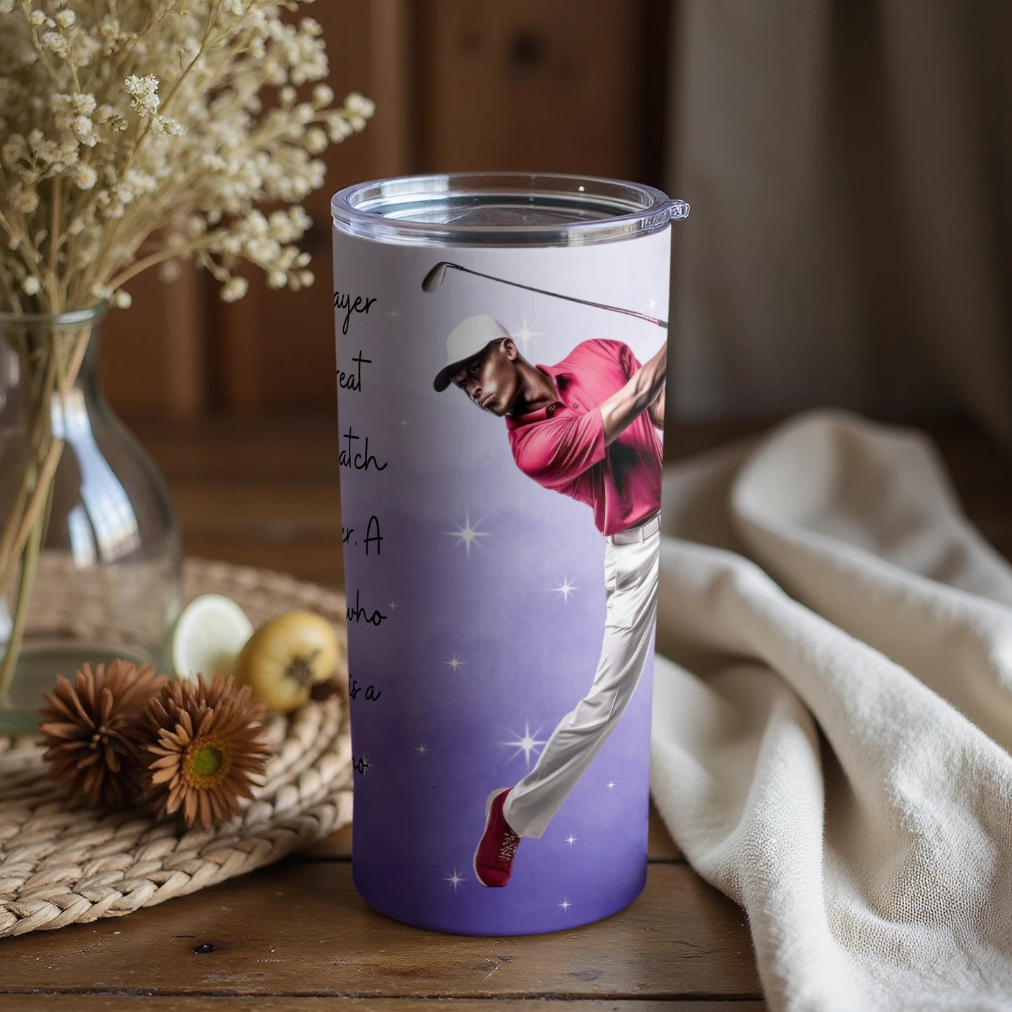 Golf Player in Action Printed Tumbler for Enthusiasts