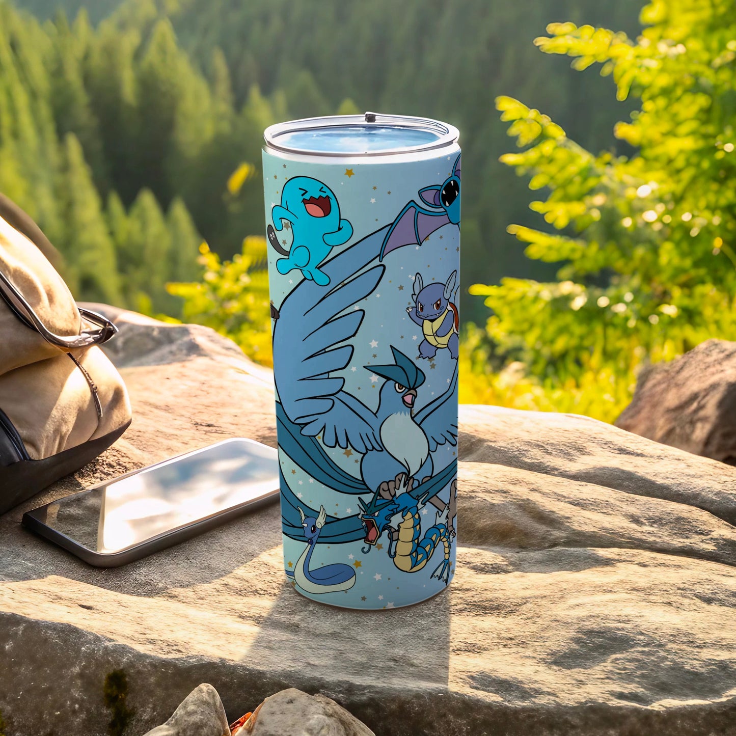 Cute Anime Characters Tumbler with Lid for Outdoor Use