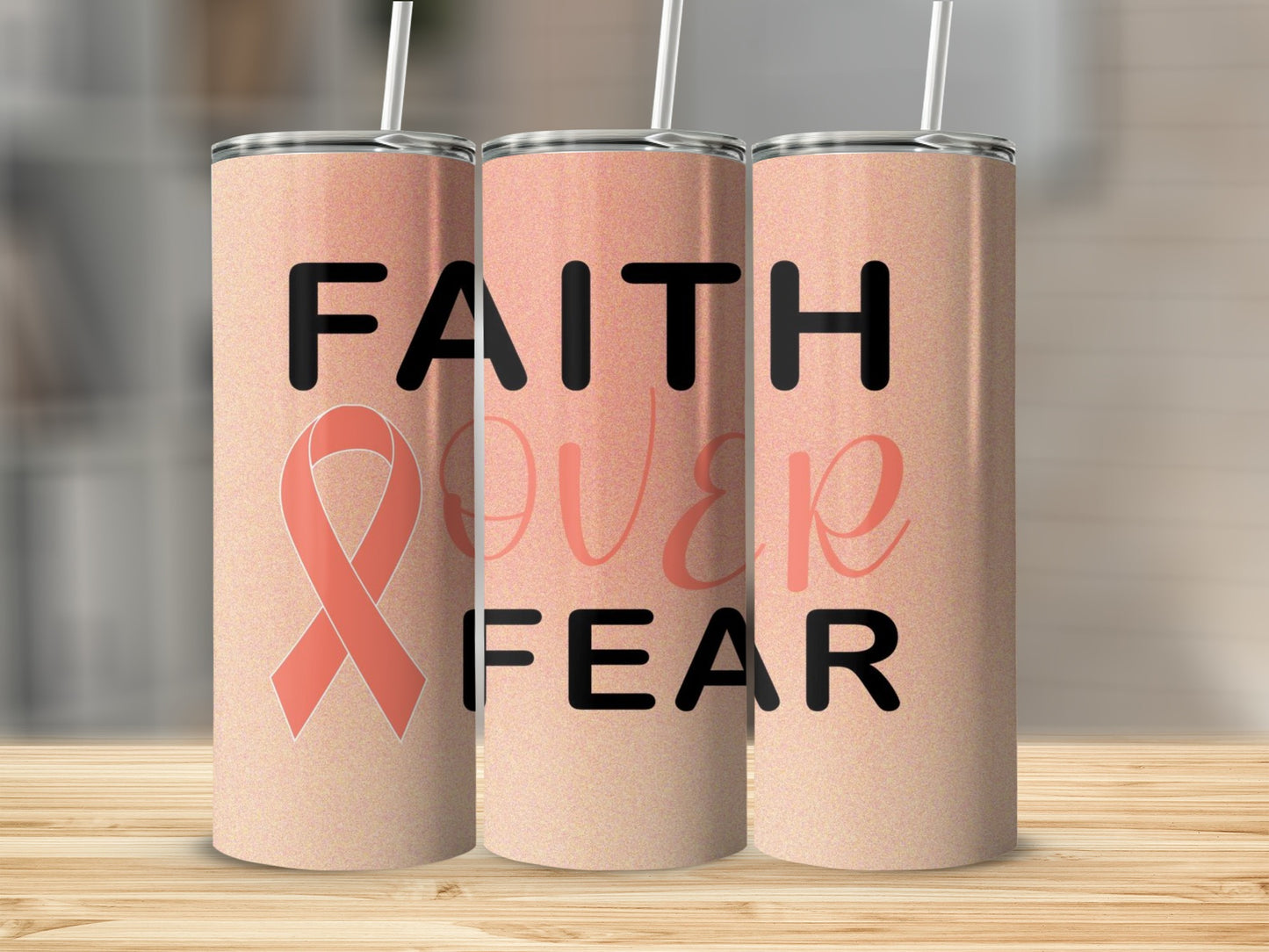 Faith Over Fear Inspirational Quote Tumbler Cup