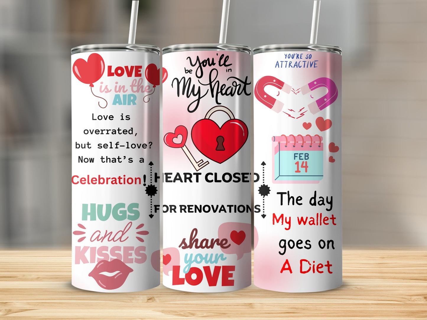 Heart Themed Valentine's Day Insulated Tumbler