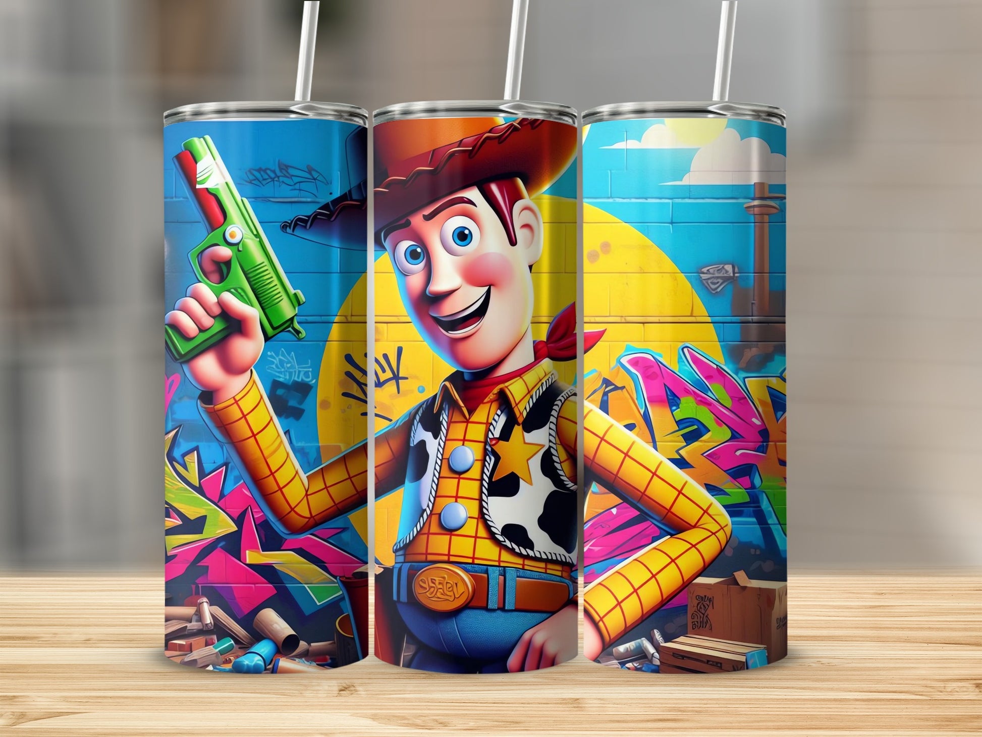 Colorful Cartoon Cowboy Design Insulated Tumbler Cup