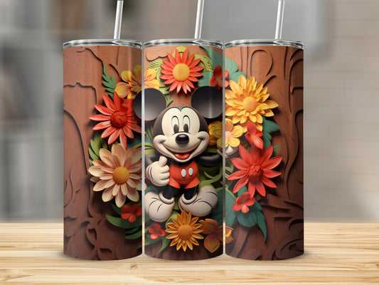 Colorful Character Tumbler with Floral Design