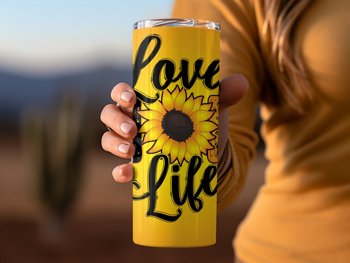 Love Life Sunflower Art Tumbler for Beverage Lovers