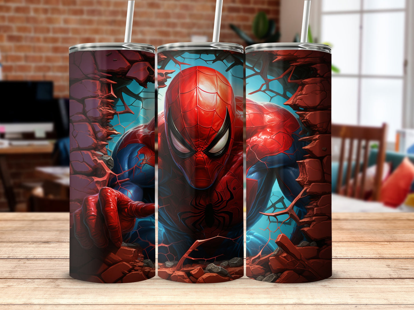 Spider-Man breaking through wall tumbler product