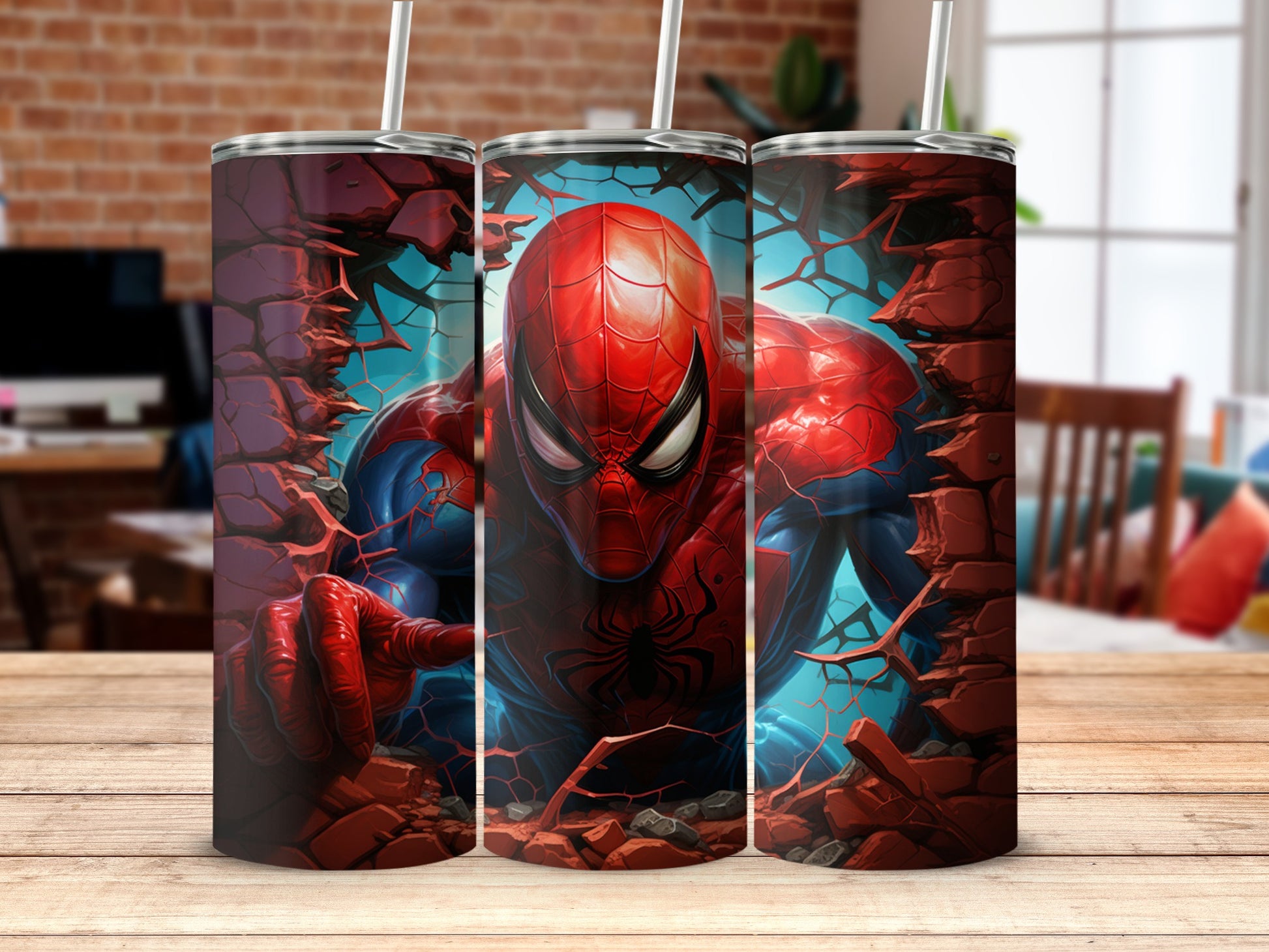 Spider-Man breaking through wall tumbler product