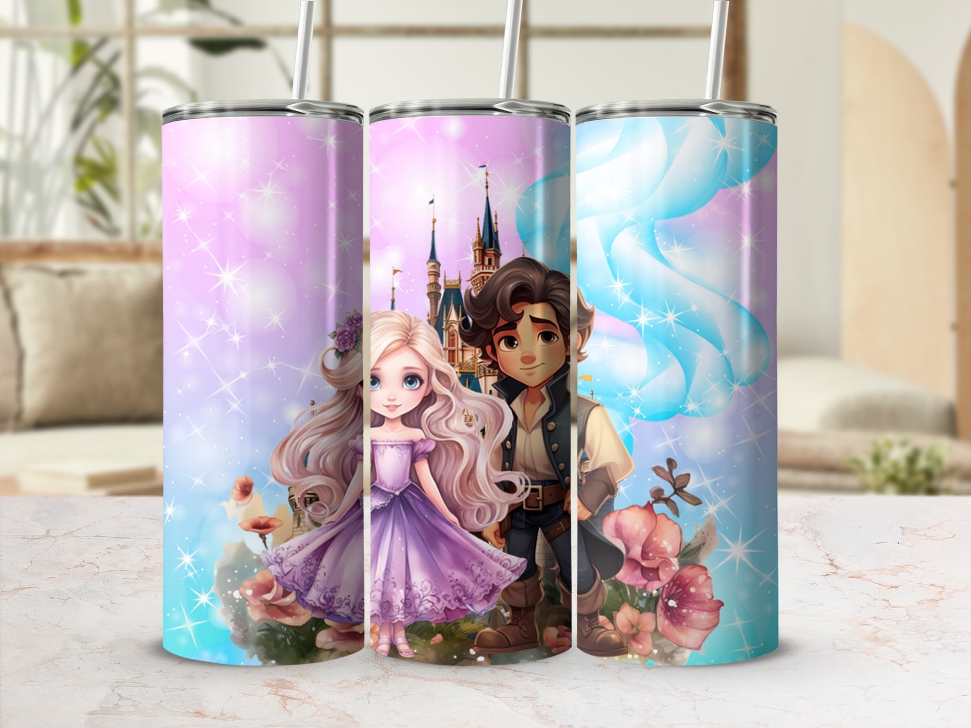 Cute Cartoon Characters and Castle Design Tumbler