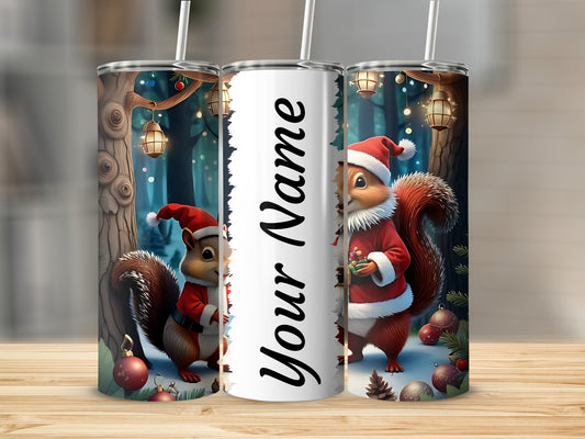 Personalized Christmas Santa Squirrel Insulated Tumbler