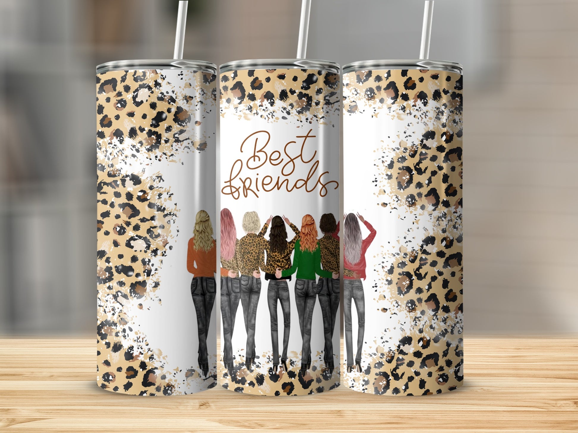 Best Friends Leopard Print Tumbler for Drinks