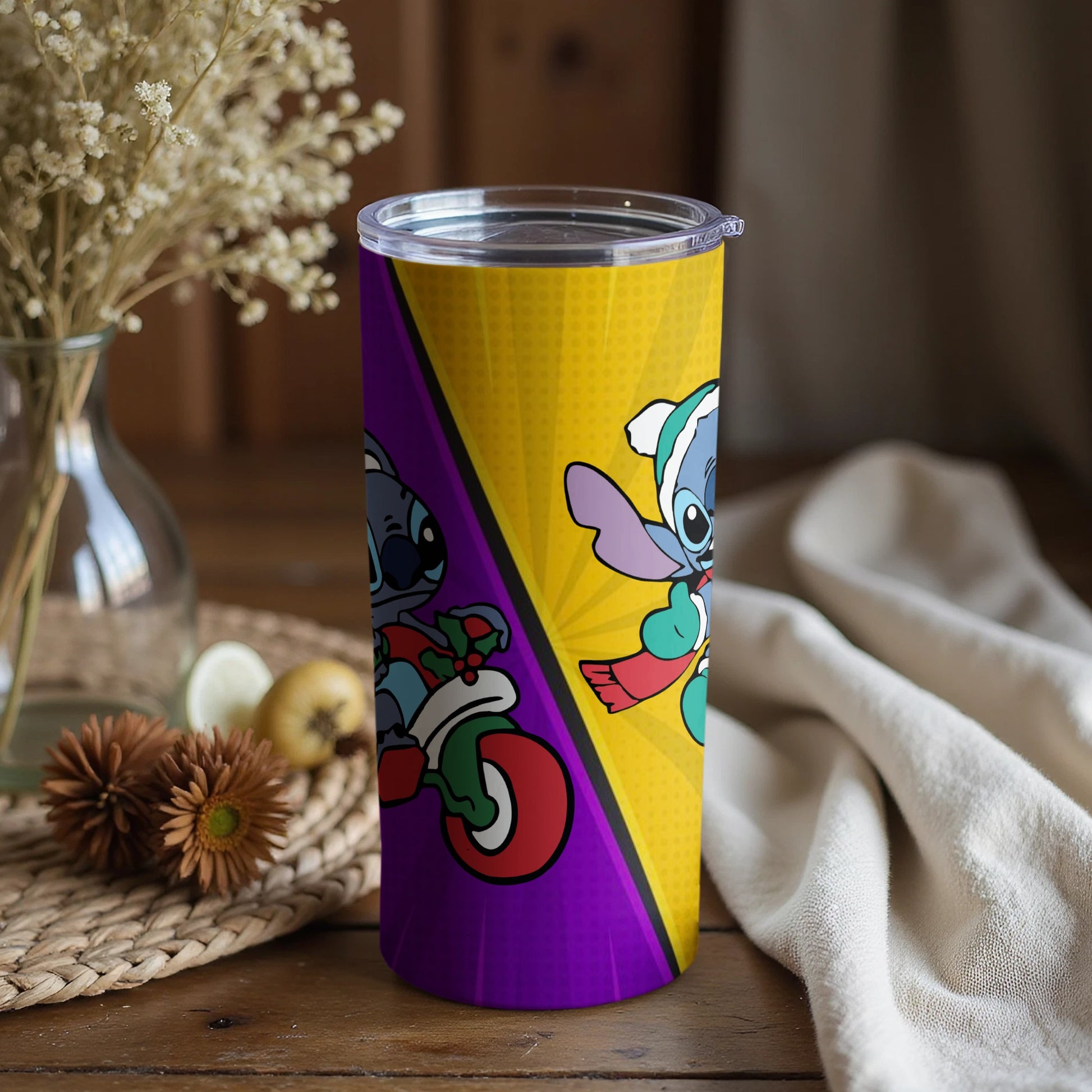 Vibrant Cartoon Characters Tumbler with Lid