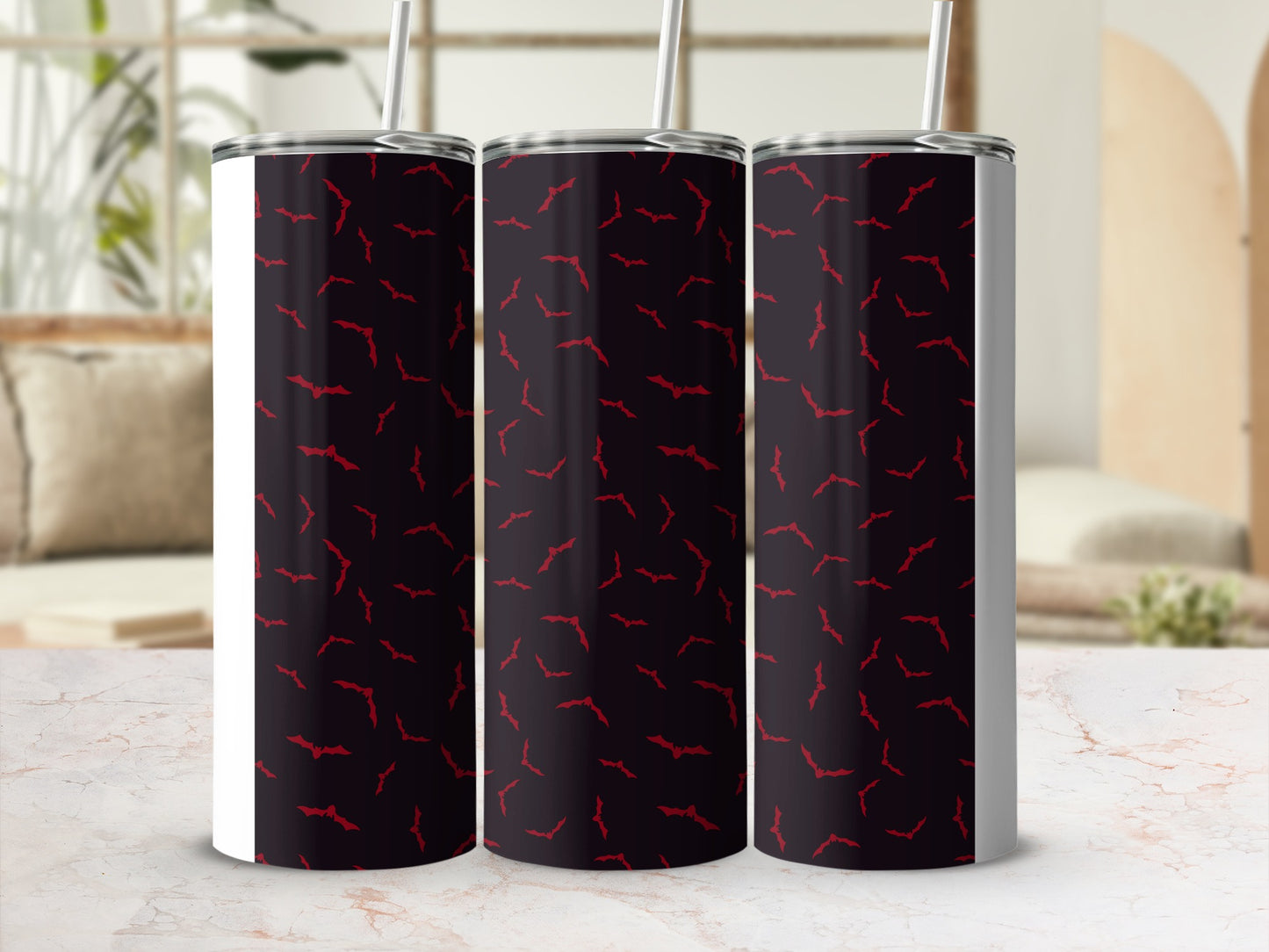 Red Bats Black Spooky Goth Themed Tumbler product type