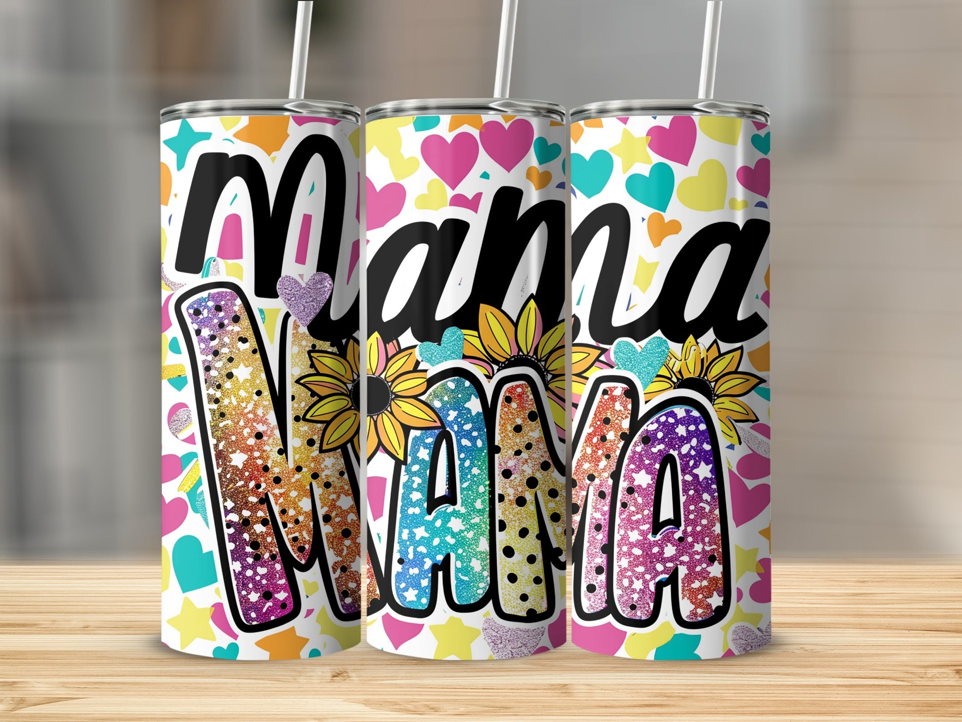 Colorful Mama Hearts and Flowers Tumbler Product