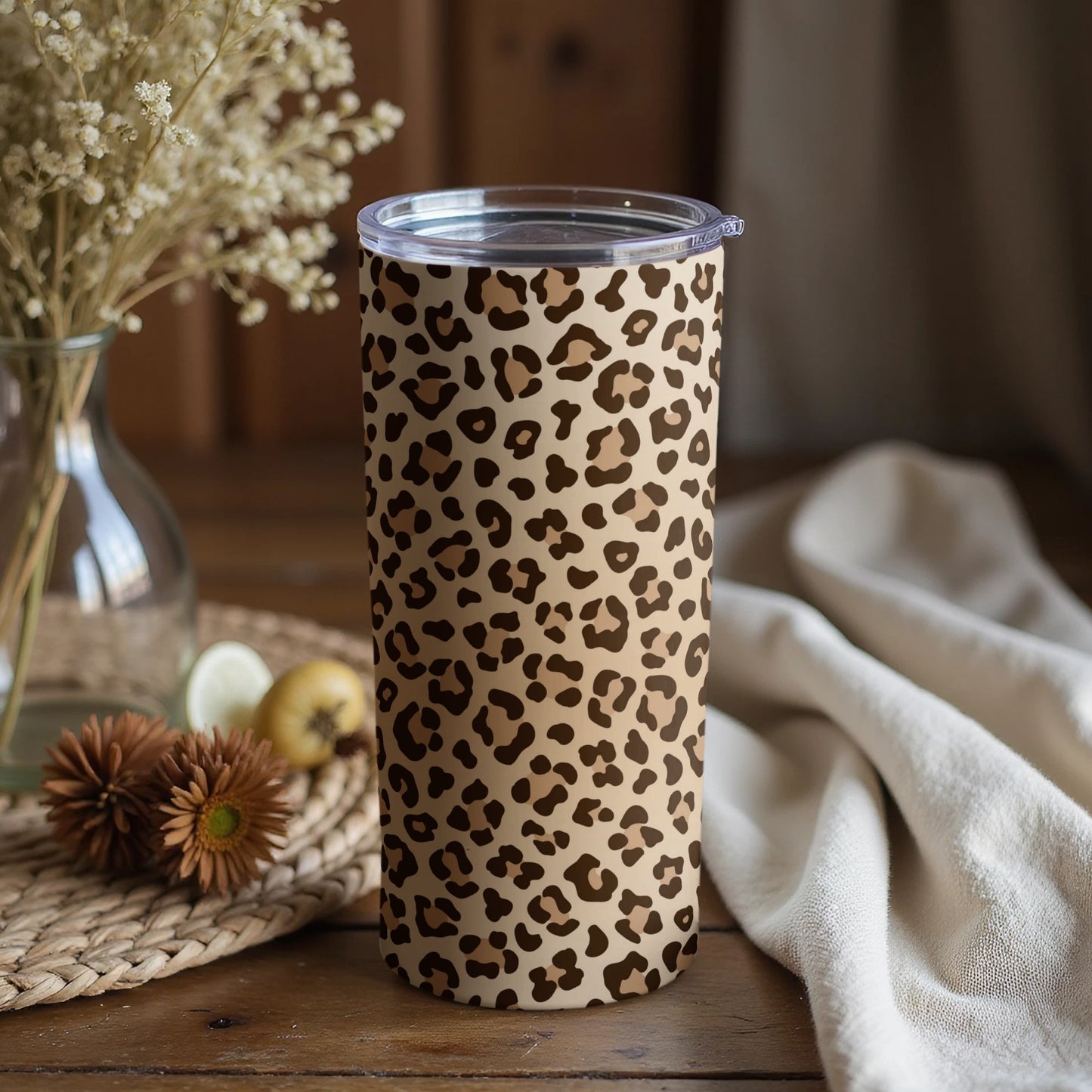 Leopard Print Pattern Insulated Tumbler Cup for Daily Use