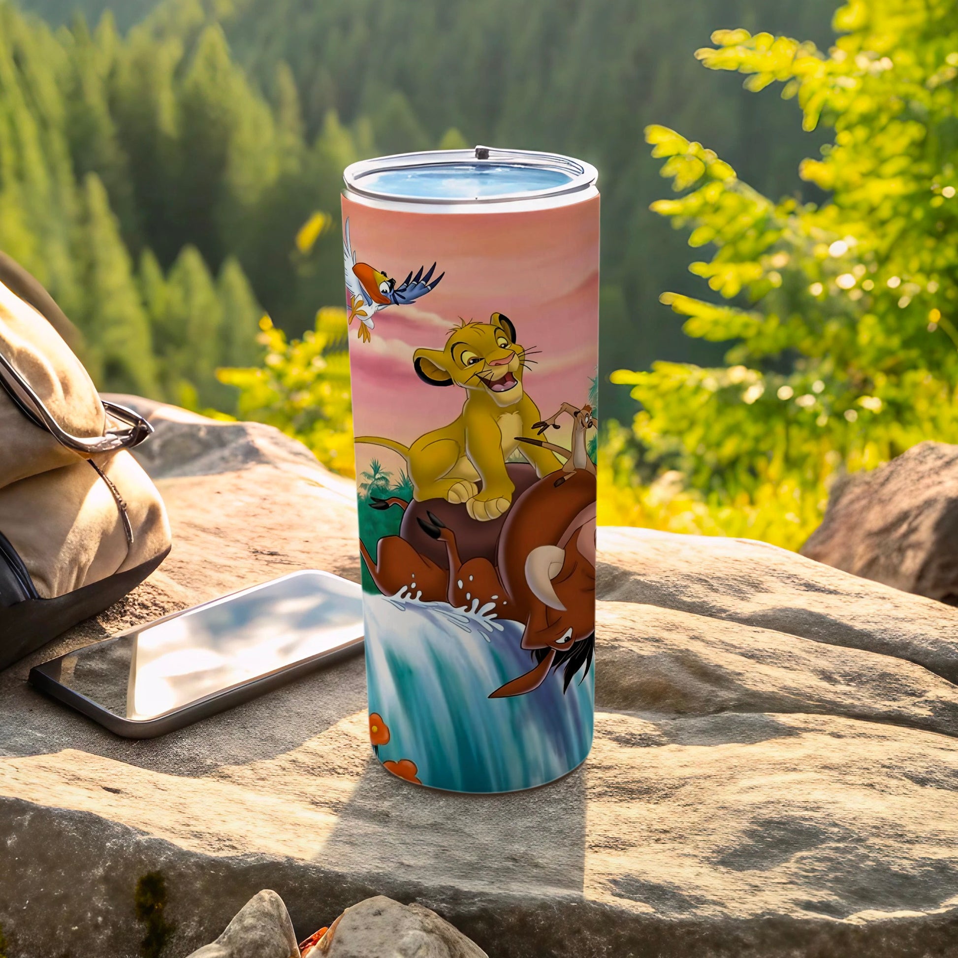 Colorful Lion King Theme Travel Mug for Outdoor Adventures