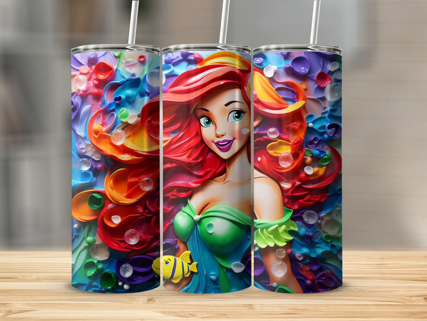 Colorful Mermaid Design Insulated Tumbler Cup