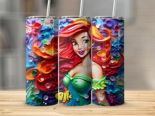 Colorful Mermaid Design Insulated Tumbler Cup