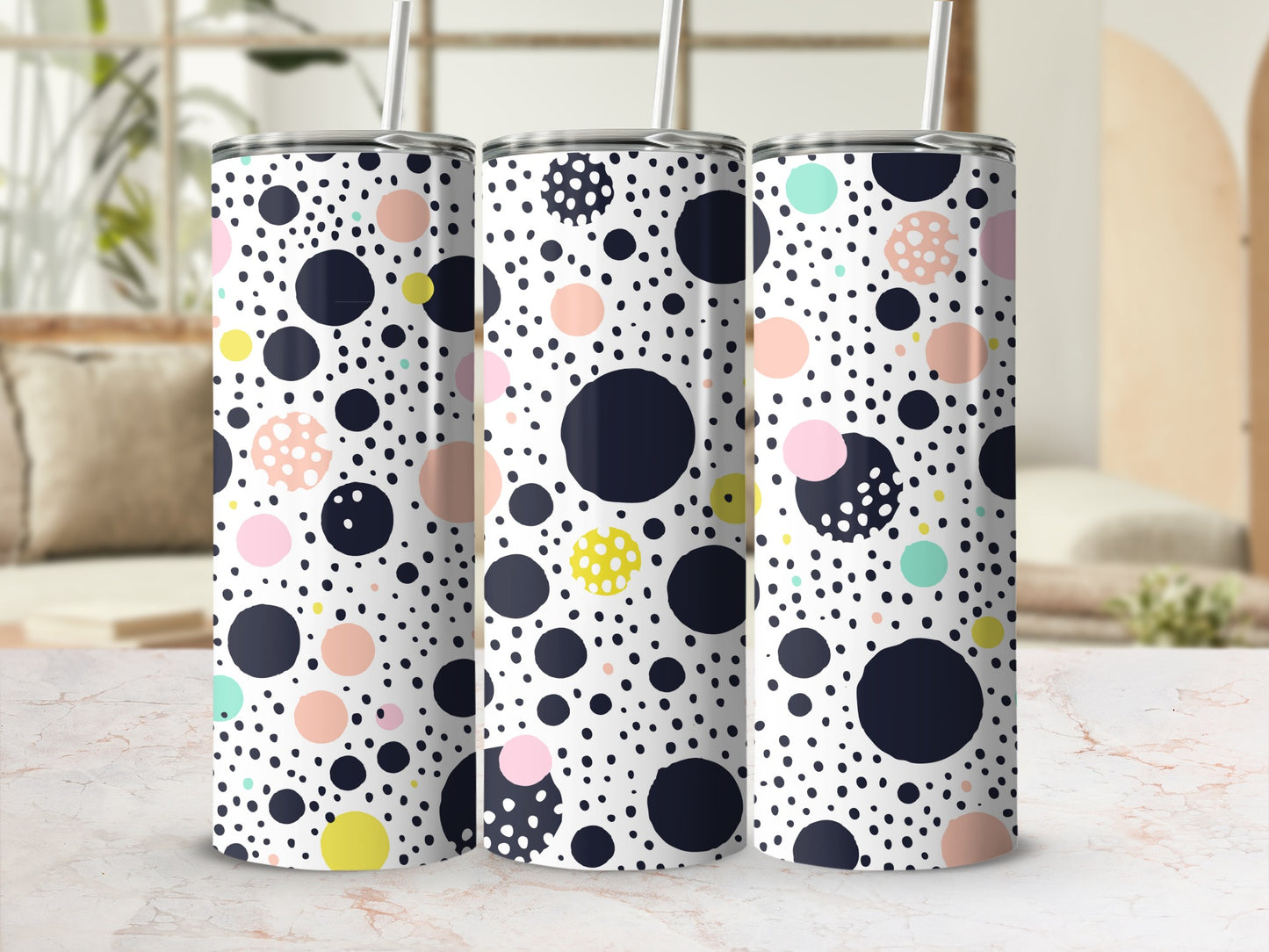 Colorful Polka Dot Pattern Tumbler Coffee Cup Product