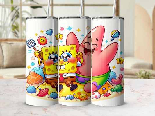 Fun SpongeBob and Patrick Design Stainless Steel Tumbler