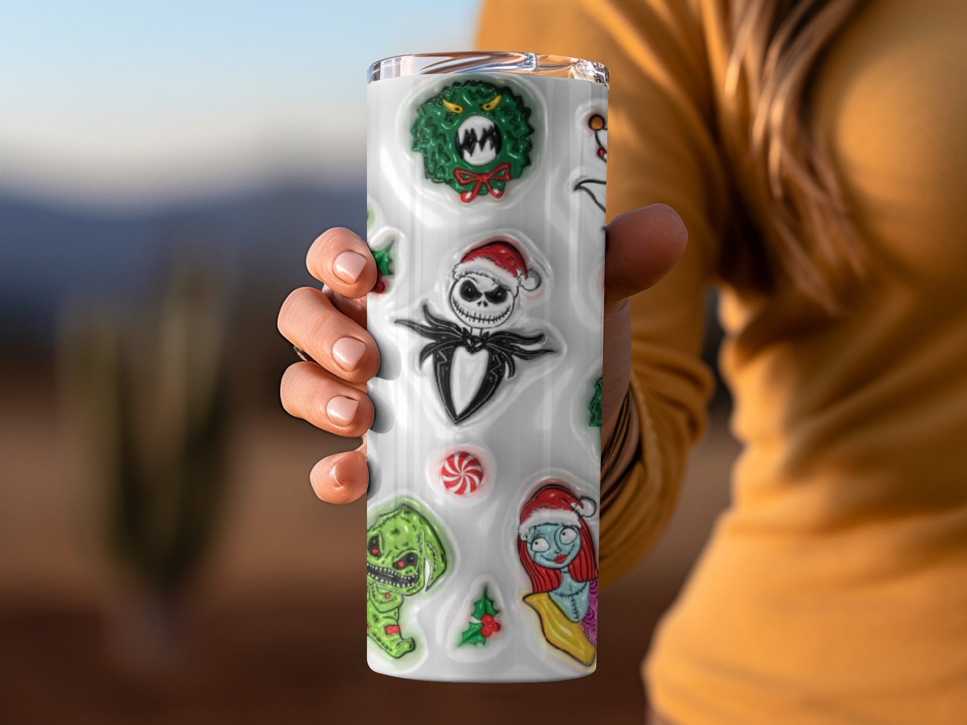 Festive Halloween and Christmas Character Travel Mug