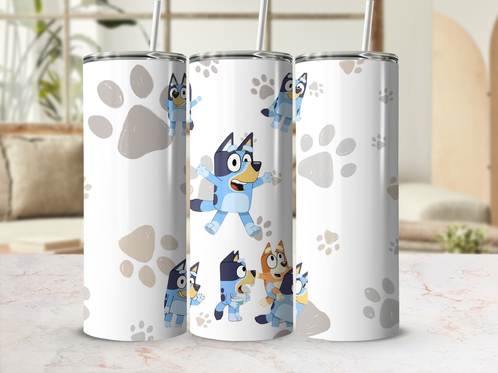 Cute Blue Cartoon Dog Pattern Tumbler Cup Design