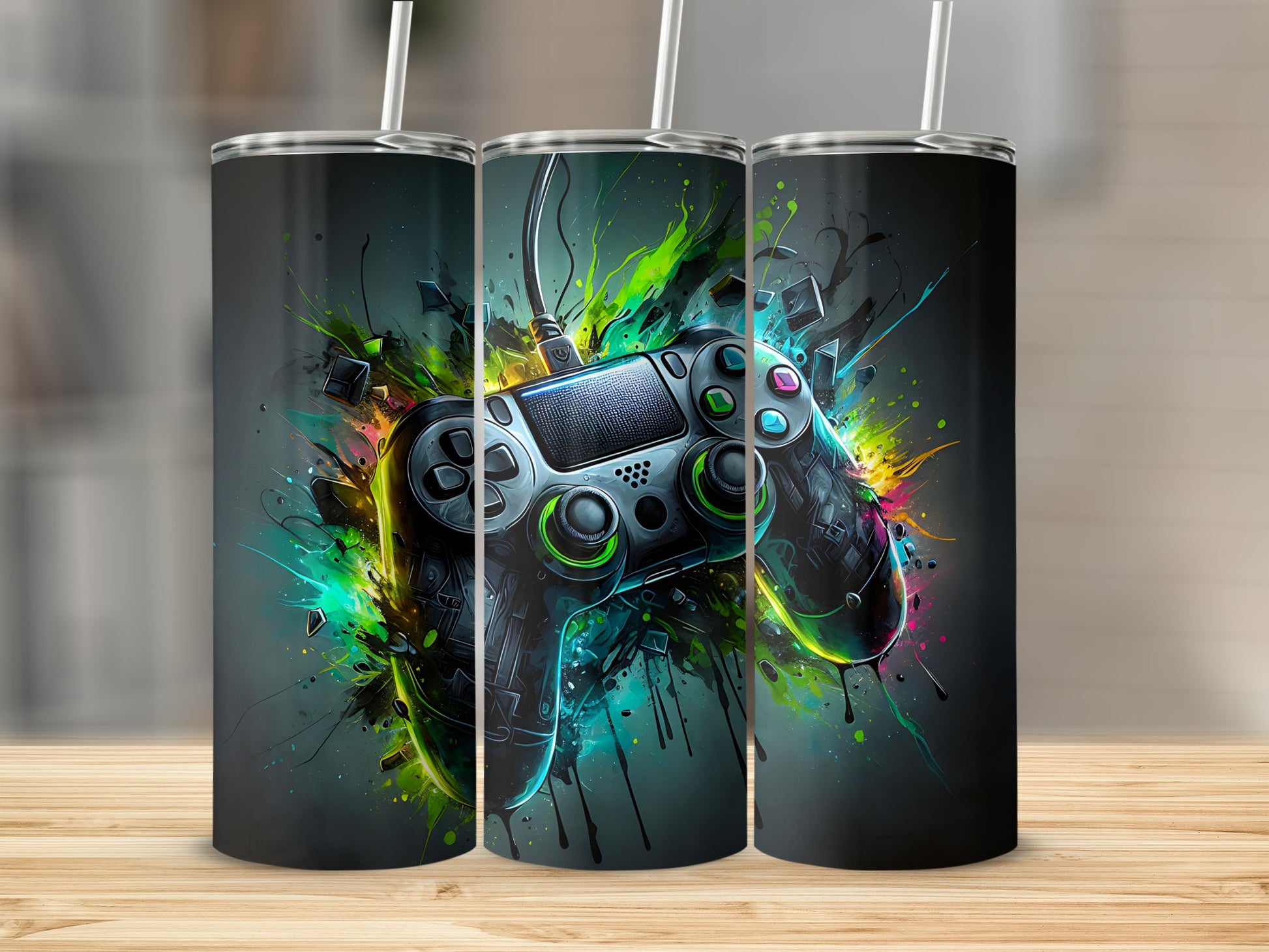 Vibrant Gaming Controller Themed Tumbler for Gamers