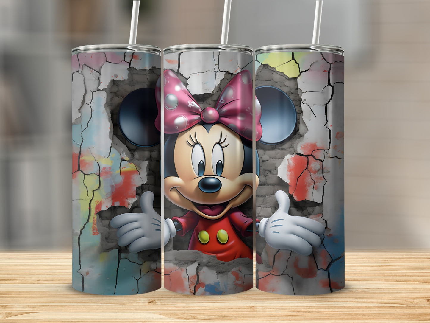 Minnie Mouse Cracked Wall Design Tumbler Product