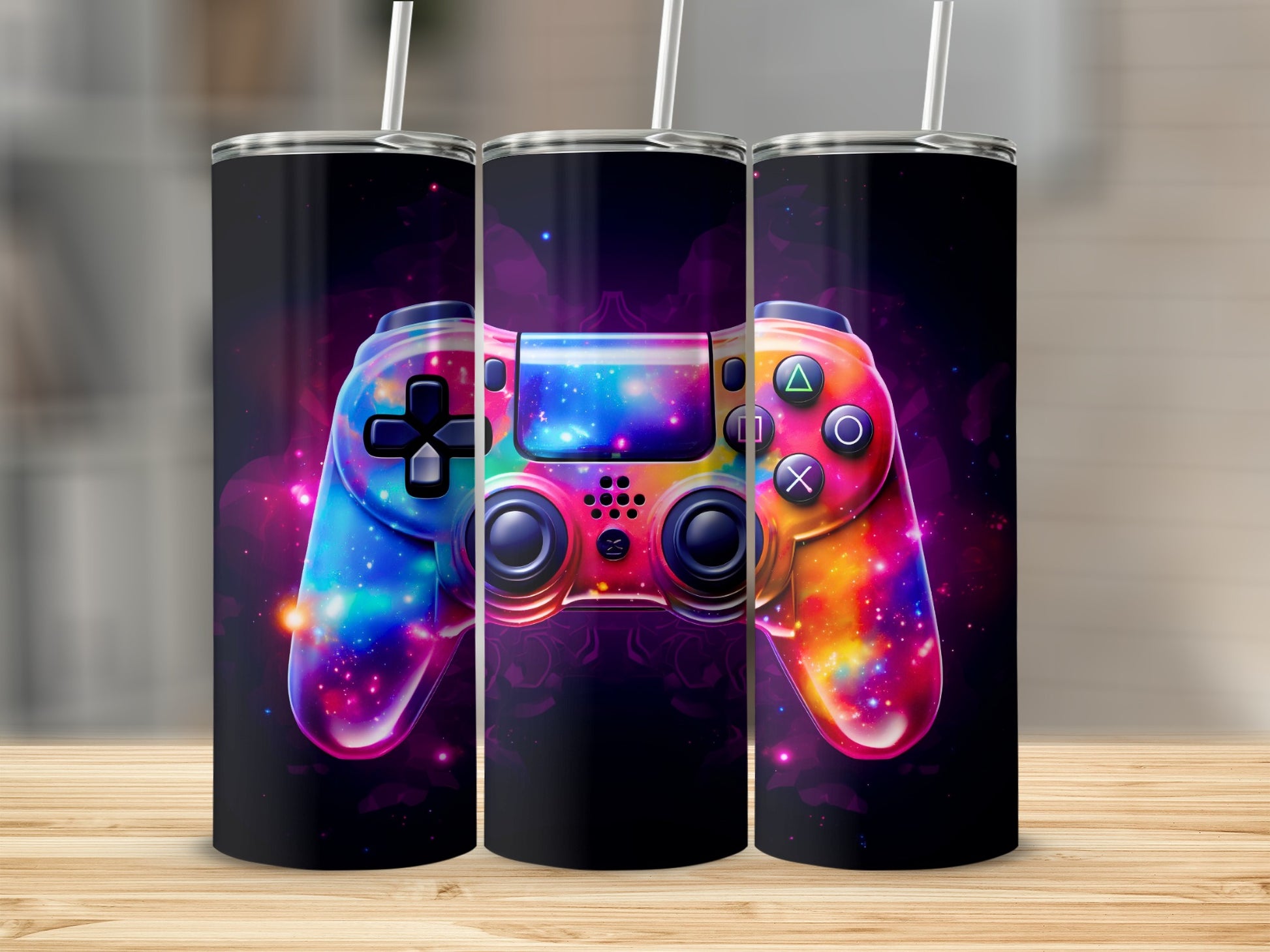 Vibrant Galaxy Gaming Controller Tumbler Cup
