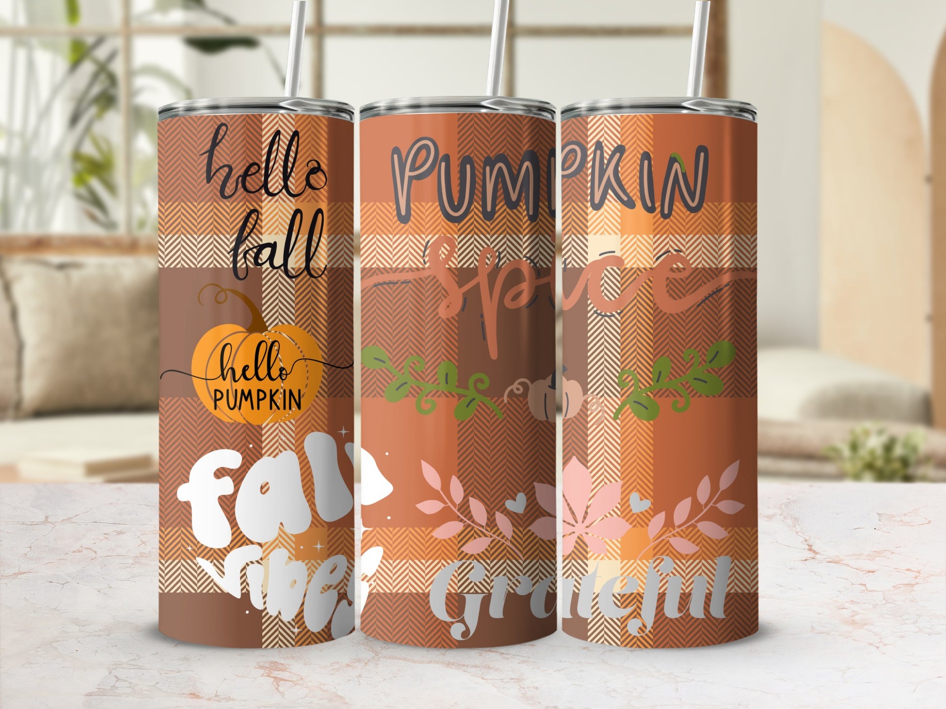 Fall Inspired Hello Pumpkin Spice Grateful tumbler