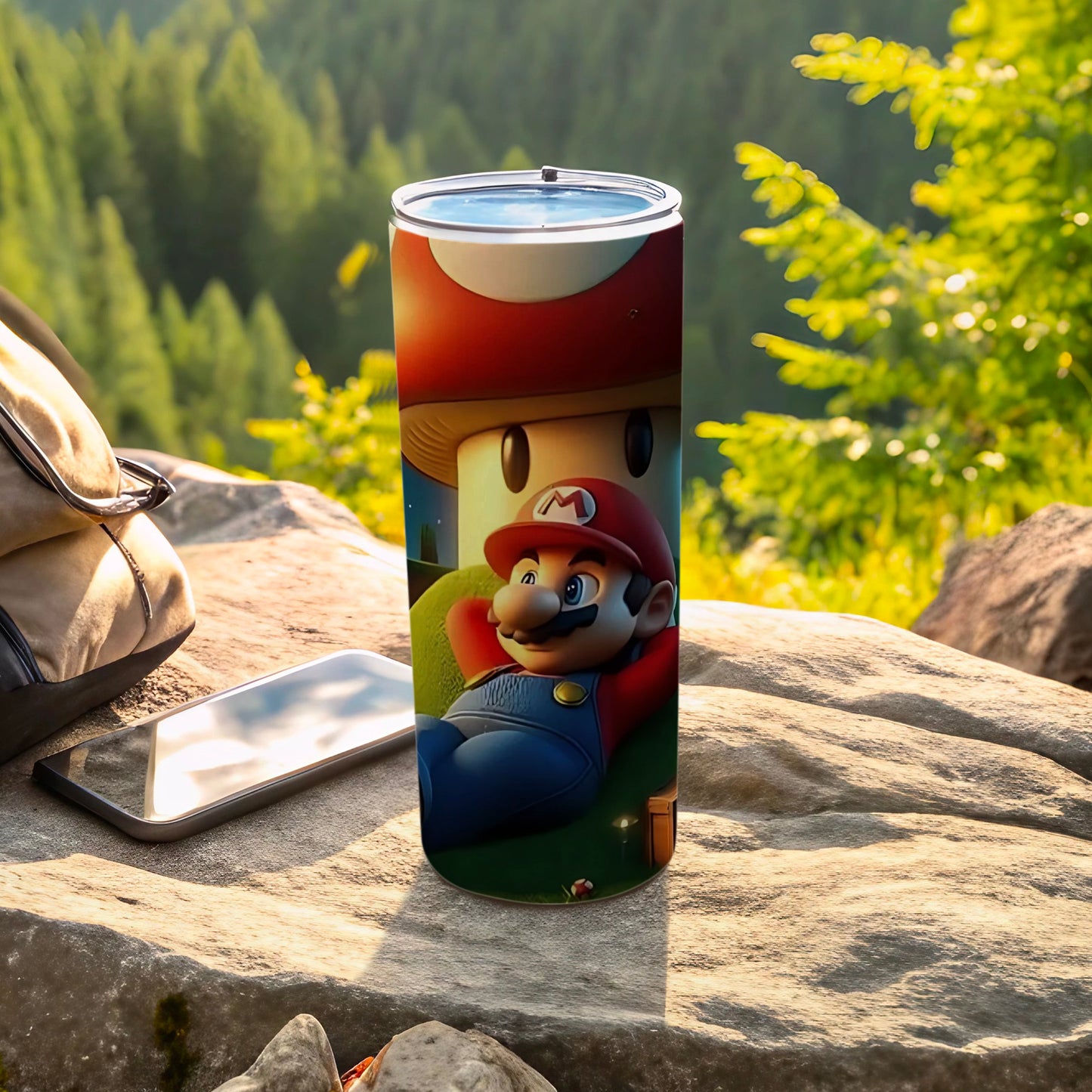 Cartoon Character Printed Tumbler with Scenic Design