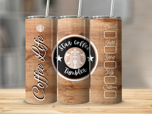 Coffee Life Wood-Themed Star Coffee Tumbler Product