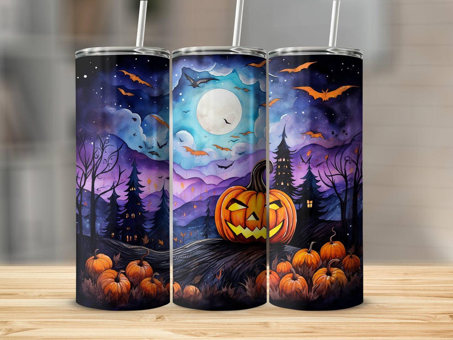 Spooky Halloween Night Pumpkin Design Tumbler