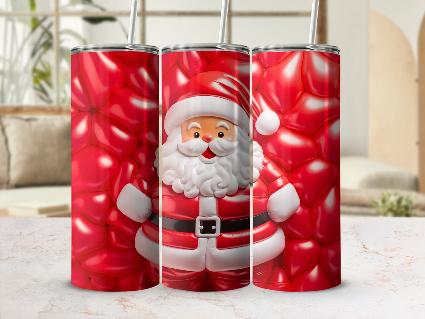 Santa Claus Balloon Pattern Tumbler Christmas Gift