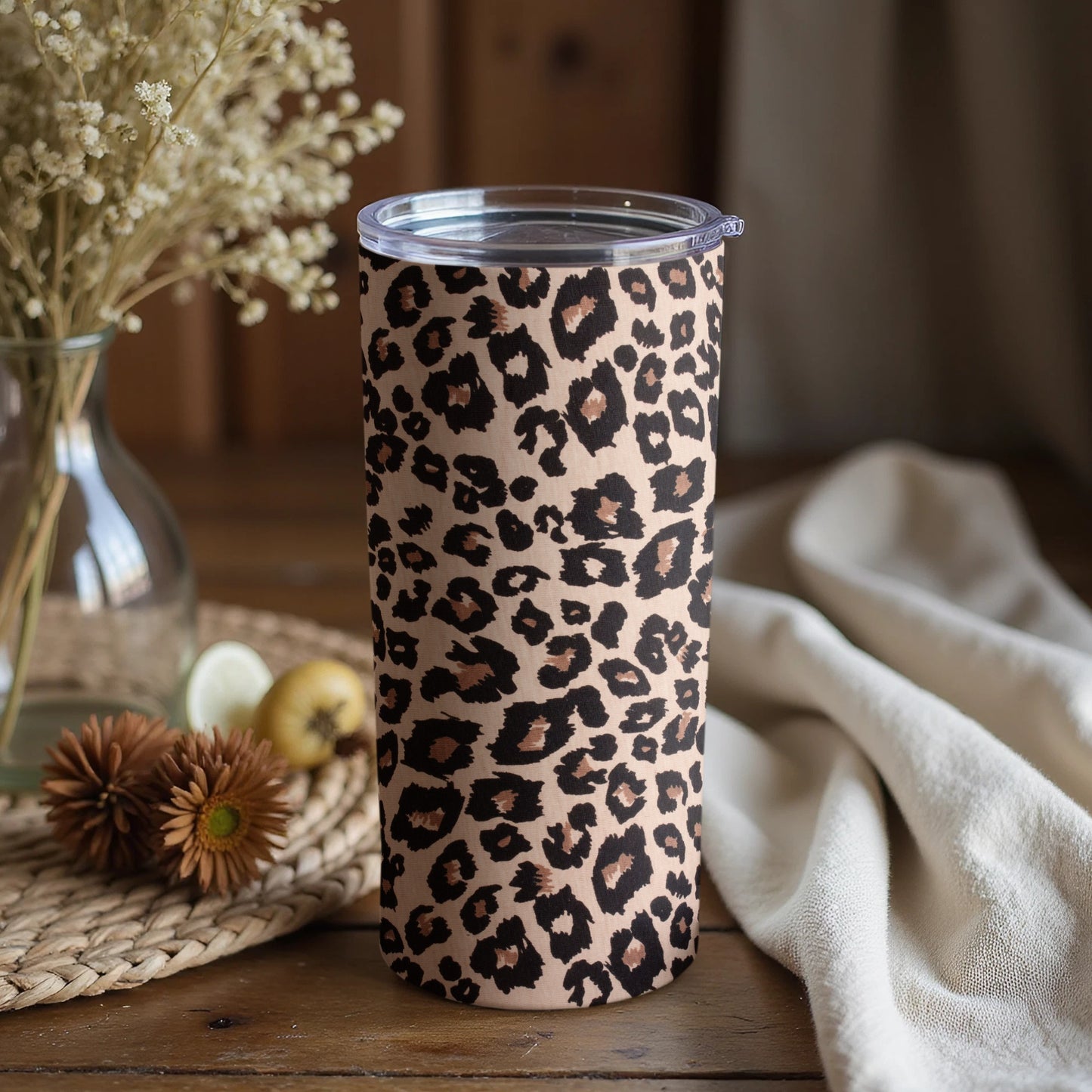 Leopard Print Double Wall Insulated Tumbler Cup
