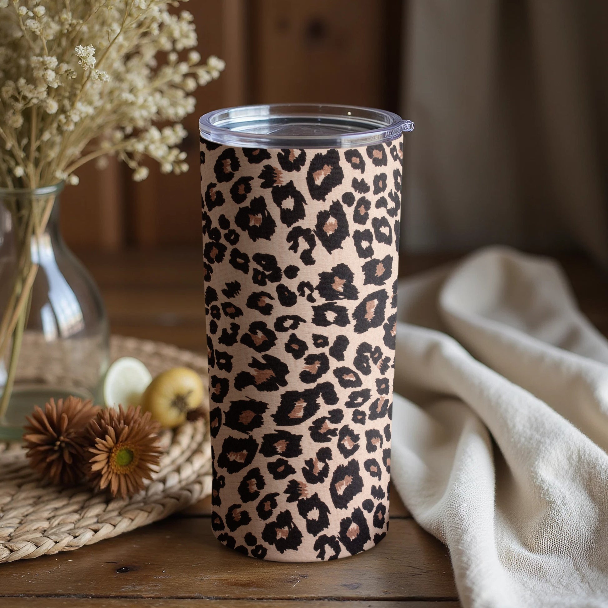 Leopard Print Double Wall Insulated Tumbler Cup