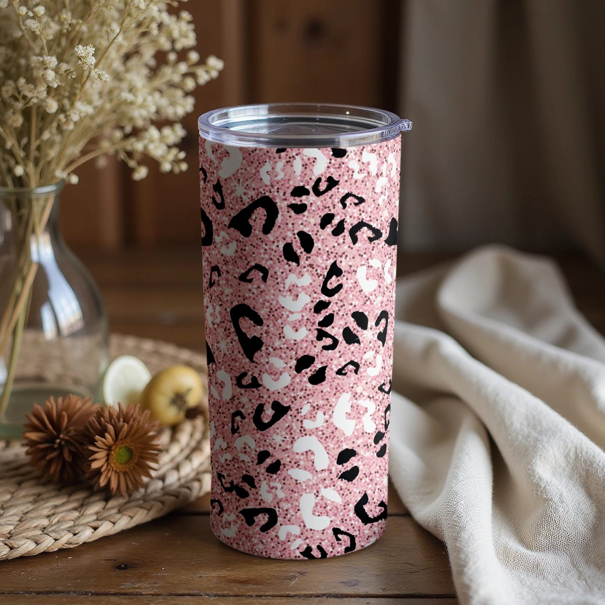 Leopard Print Insulated Tumbler for Hot and Cold Drinks