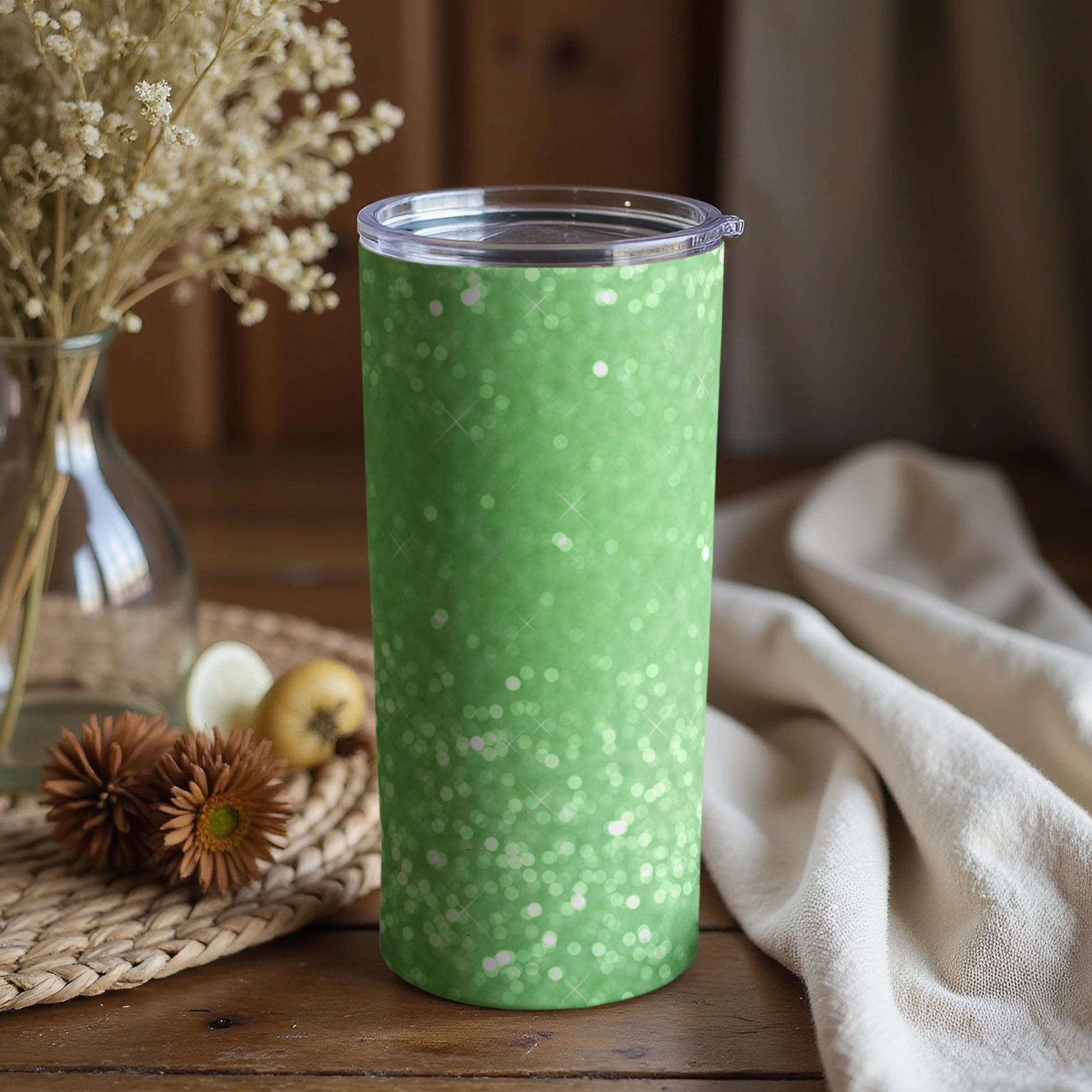 Sparkling Green Glitter Tumbler for Stylish Drinks
