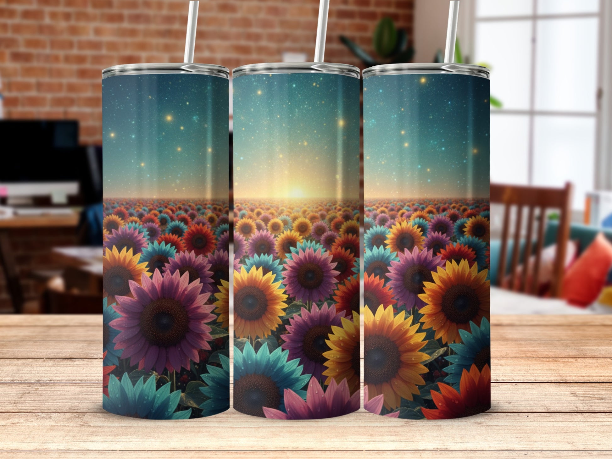 Vibrant Sunflower Field Insulated Tumbler for Drinks